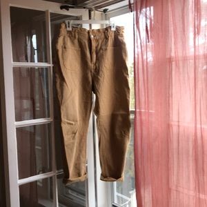 Baggy khaki paper bag jeans